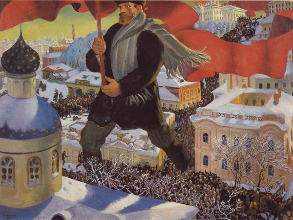 Der Bolschewik, Ölgemälde von Boris Kustodijew (1920)