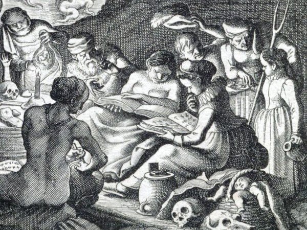 Hexenschule, Matthäus Merian d. Ä. "Zauberey", 1620; Detail<br />Wikimedia Commons