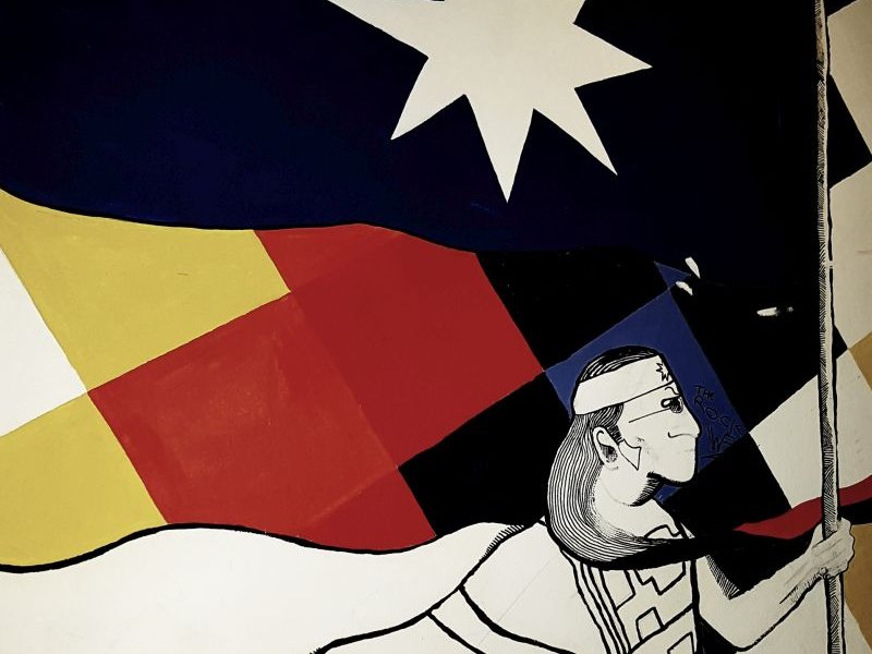 Rodrigo Fernández, Graffiti mit einem Mapuche in Valparaíso, Chile