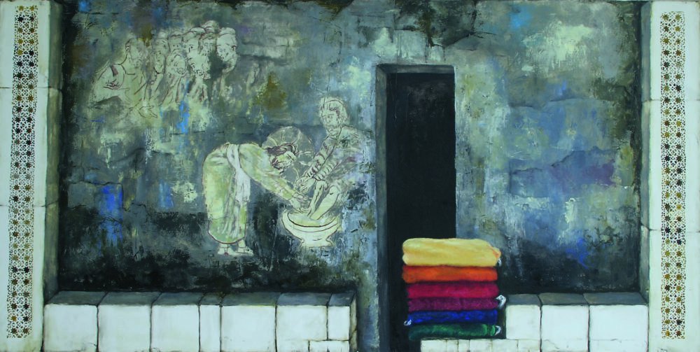 Thomas Jessen: Fußwaschung. Öl auf Leinwand, 2003