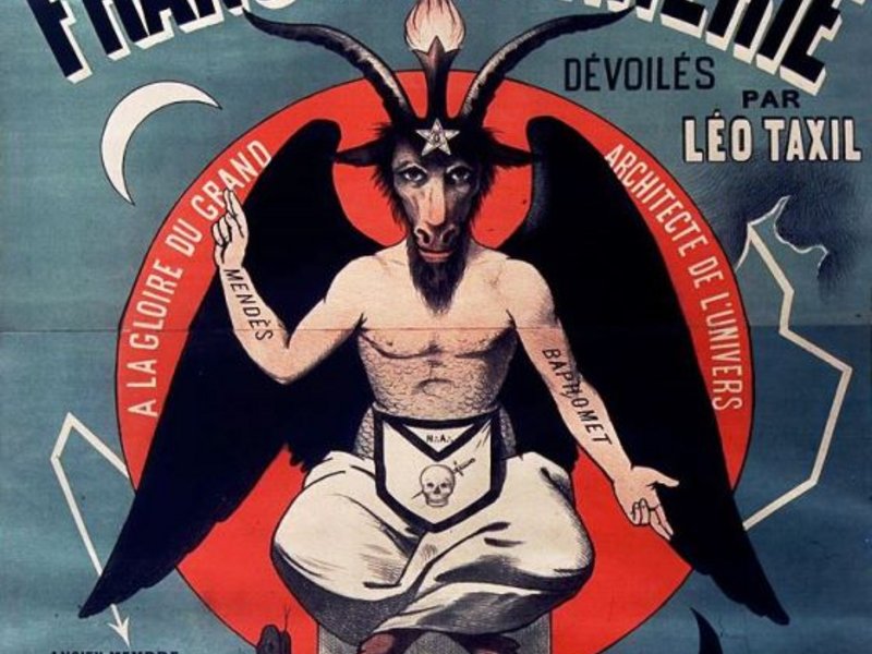Werbeplakat für Léo Taxils Schrift "Les Mystères de la Franc-Maçonnerie", Paris 1896 (Bibliothèque nationale de France) Werbeplakat für Léo Taxils Schrift "Les Mystères de la Franc-Maçonnerie", Paris 1896 (Bibliothèque nationale de France)
